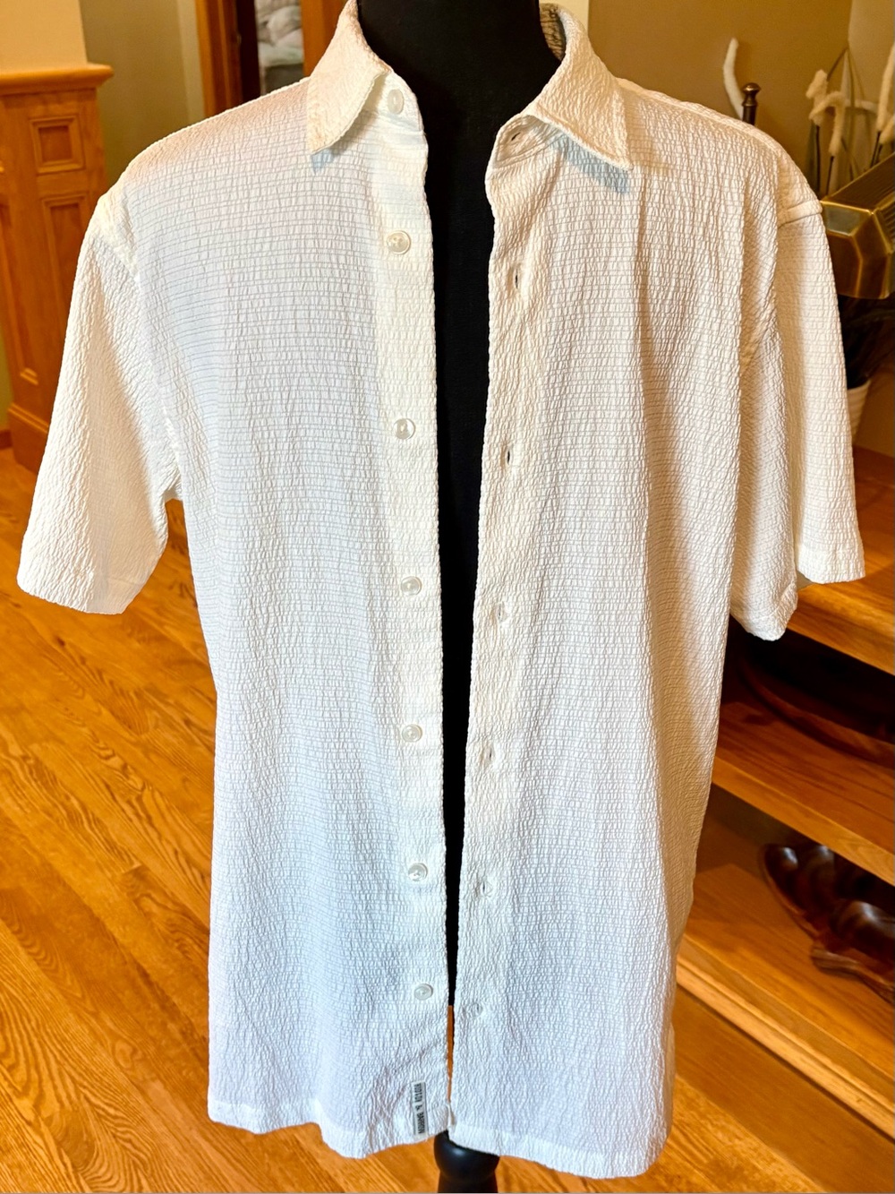 Hudson & Barrow Ivory Textured Shirt Large